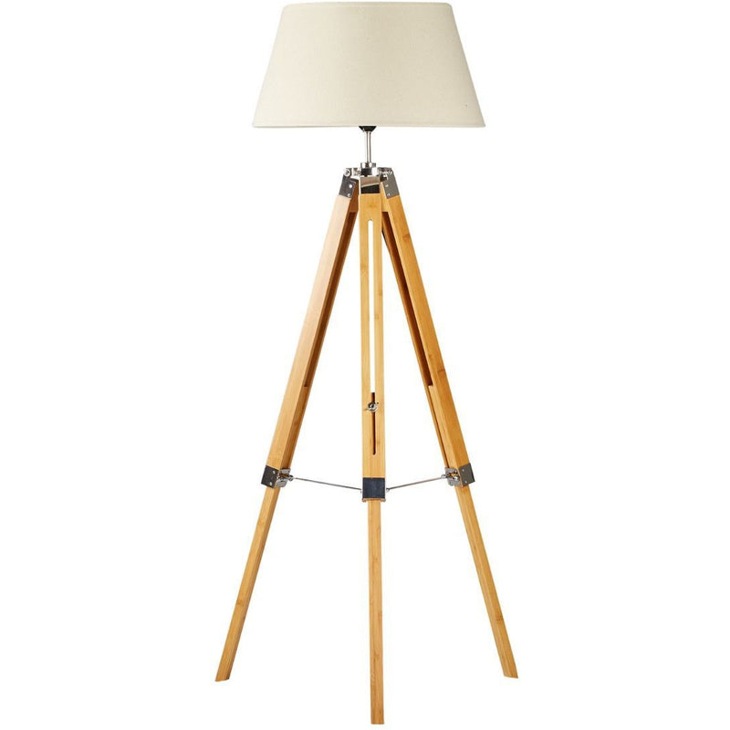 Tripod Floor Lamp with Beige Linen Shade - Crystal Palace Lighting