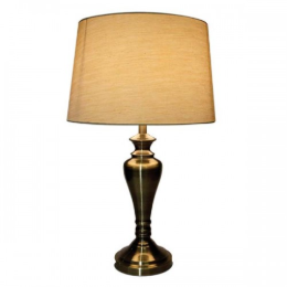 Antique Brass Touch Lamp With Gold Shade - Crystal Palace Lighting