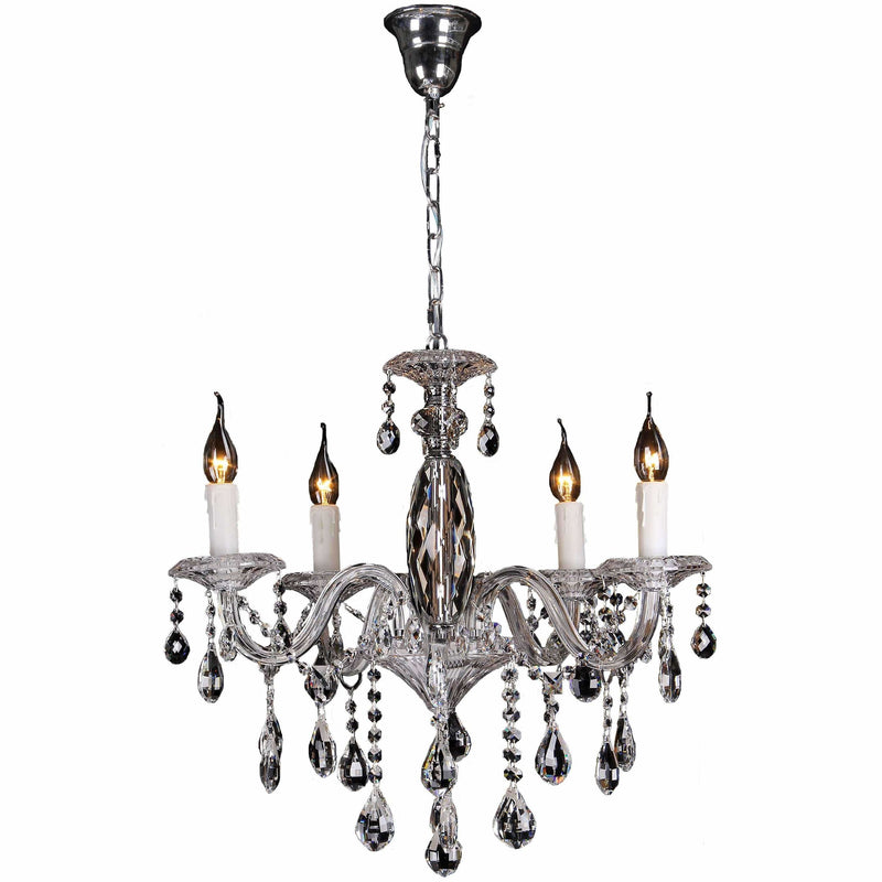 Berlin 5 Light Chandelier in Chrome Silver with Clear Crystals - Crystal Palace Lighting