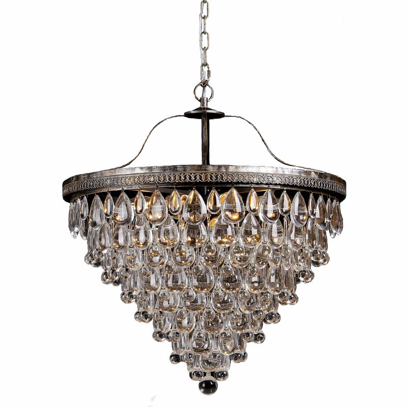 Cascade 10 Light Tiered Chandelier in Bronze with Clear Crystals - Crystal Palace Lighting