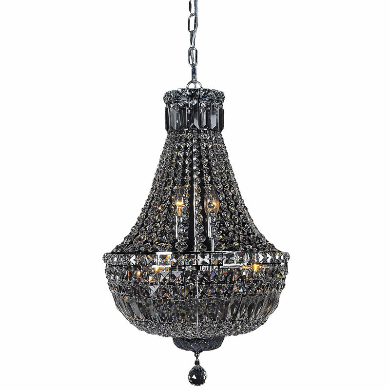 Classique 5 Light Crystal Basket Chandelier in Chrome and Clear - Crystal Palace Lighting