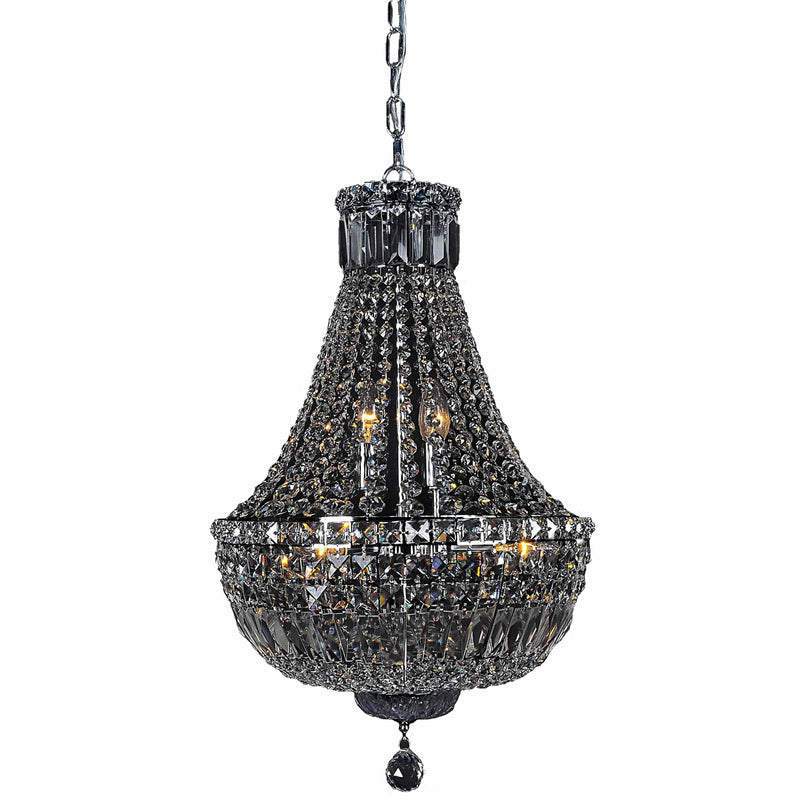 Classique 6 Light Basket Crystal Chandelier in Chrome and Clear - Crystal Palace Lighting