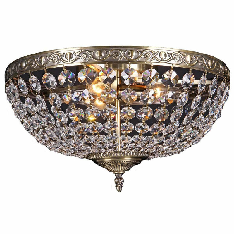 Le Pavillon 3 Light Flush Crystal Chandelier, 2 Colour Options - Crystal Palace Lighting