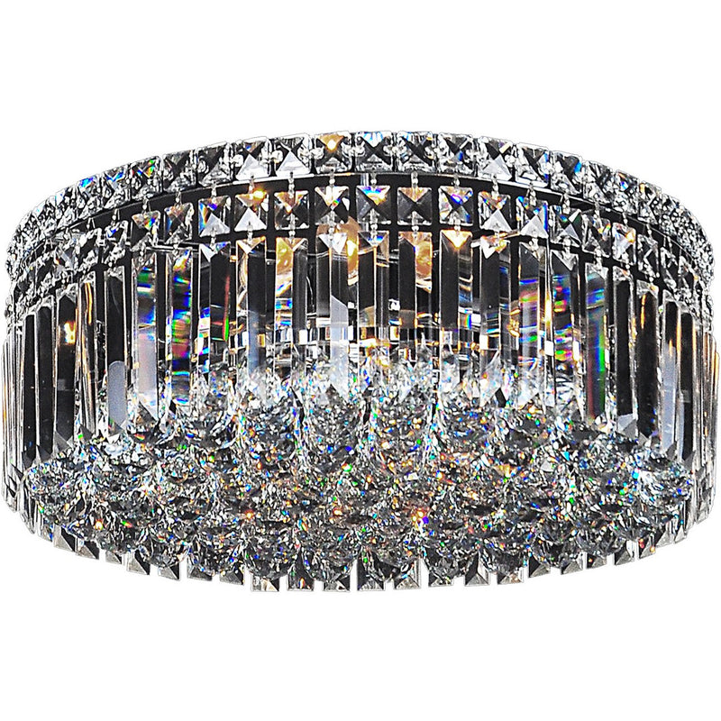 Rotondo 3 Light Flush Chandelier in Chrome with Clear Crystals - Crystal Palace Lighting