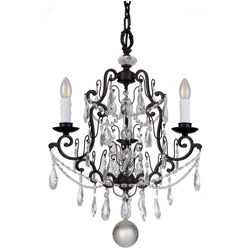 Salzburg 3 Light Chandelier in Bronze with Clear Crystals - Crystal Palace Lighting