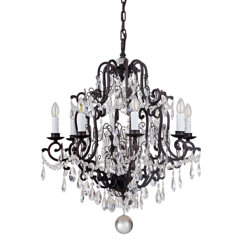 Salzburg 8 Light Chandelier in Bronze with Clear Crystals - Crystal Palace Lighting