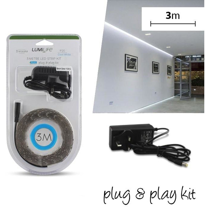 LED Plug & Play Strip Kit – 3m – Cool White - Crystal Palace Lighting