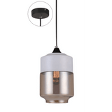 Casa Pendant, Oblong in White with Amber Glass - Crystal Palace Lighting