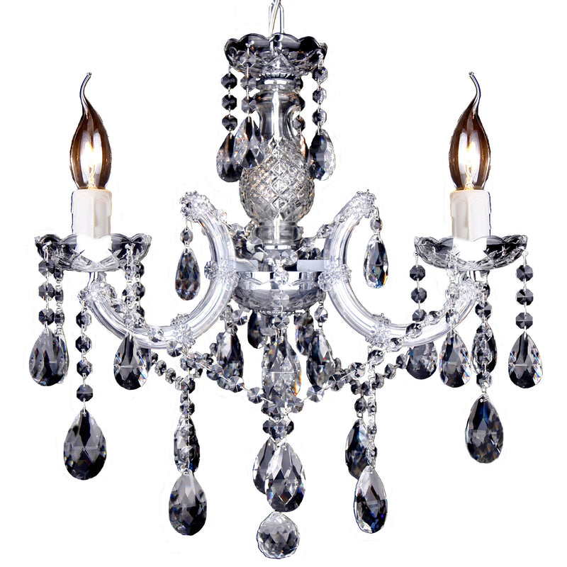 Zurich 3 Light Chandelier in Chrome with Clear Crystals - Crystal Palace Lighting