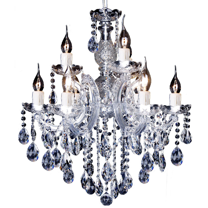 Zurich 9 Light Chandelier in Chrome with Clear Crystals - Crystal Palace Lighting