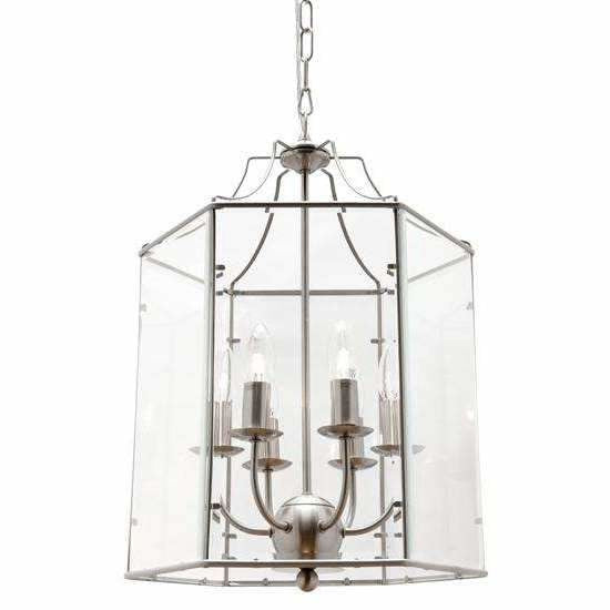 Arcadia 6 Light Pendant in Satin Chrome Silver - Crystal Palace Lighting