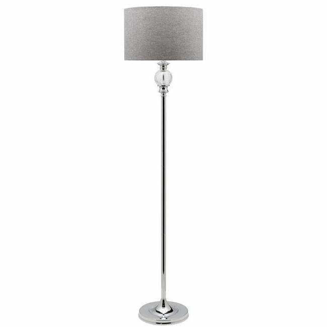 Beverly Floor Lamp in Chrome Silver with Grey Shade - Crystal Palace Lighting