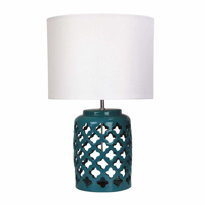 Casbah Ceramic Table Lamp in Teal - Crystal Palace Lighting