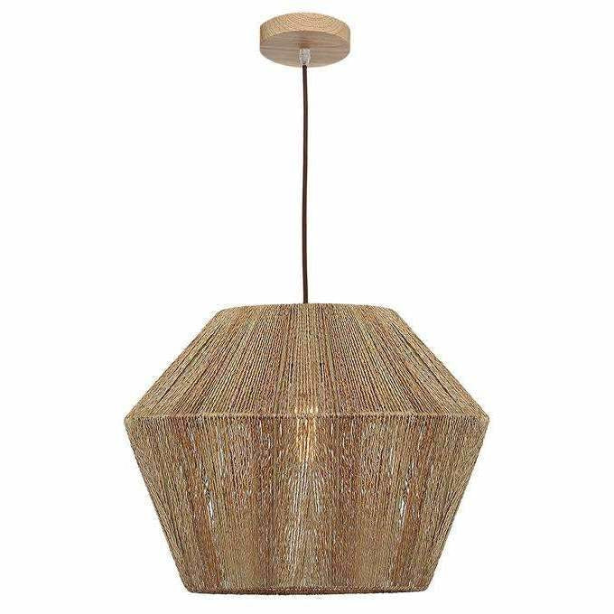 Cassie Pendant Light, Maple Wood Finish with Natural Tan Thread, 2 Size Options - Crystal Palace Lighting