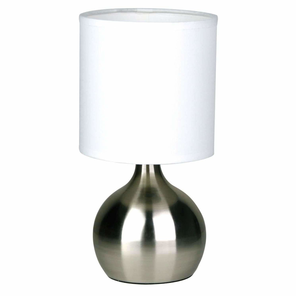 Brushed silver store table lamps