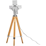 Natural Large Tripod Lamp with Chromed Nautical Style Head and Sheets - Crystal Palace Lighting