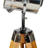 Natural Large Tripod Lamp with Chromed Nautical Style Head - Crystal Palace Lighting