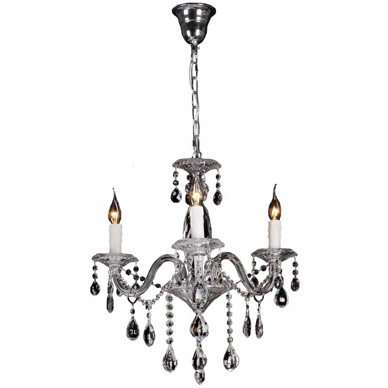 Berlin 3 Light Chandelier in Chrome Silver with Clear Crystals - Crystal Palace Lighting