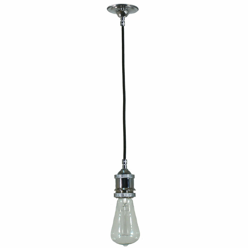 Buster Recessed Cloth Cord Pendant in Chrome Silver - Crystal Palace Lighting