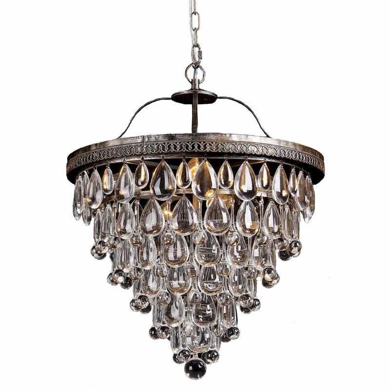 Cascade 6 Light Tiered Chandelier in Bronze with Clear Crystals - Crystal Palace Lighting
