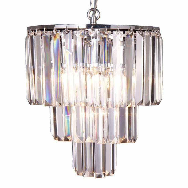 Celestial 3 Tier 4 Light Chandelier in Chrome with Clear Crystals - Crystal Palace Lighting