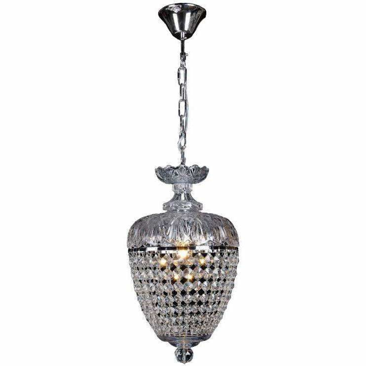 Chopin Crystal Basket Chandelier in Chrome and Clear - Crystal Palace Lighting