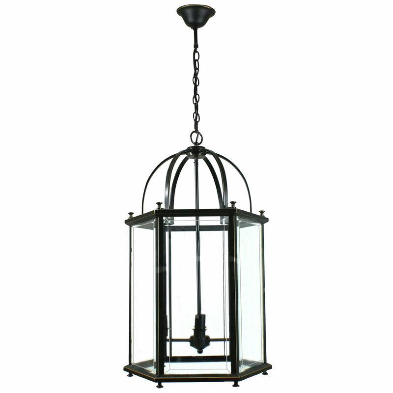 Country Lantern 4 Light Pendant in Bronze and Clear - Crystal Palace Lighting