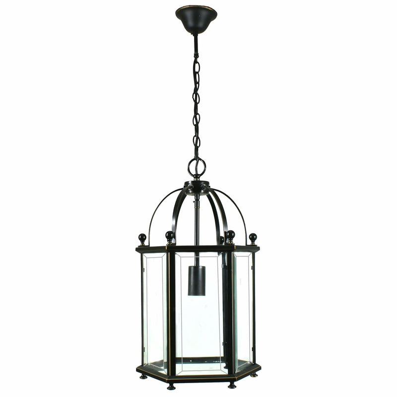 Country Lantern 1 Light Pendant in Bronze and Clear - Crystal Palace Lighting