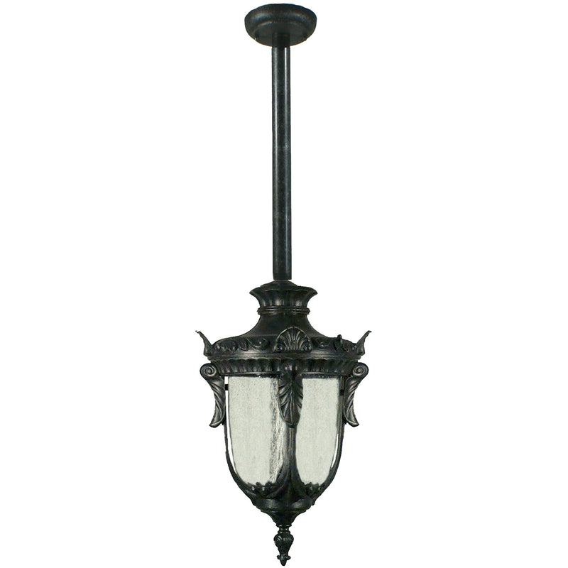 Wellington Exterior Pendant with Rod Set in Antique Black - Crystal Palace Lighting