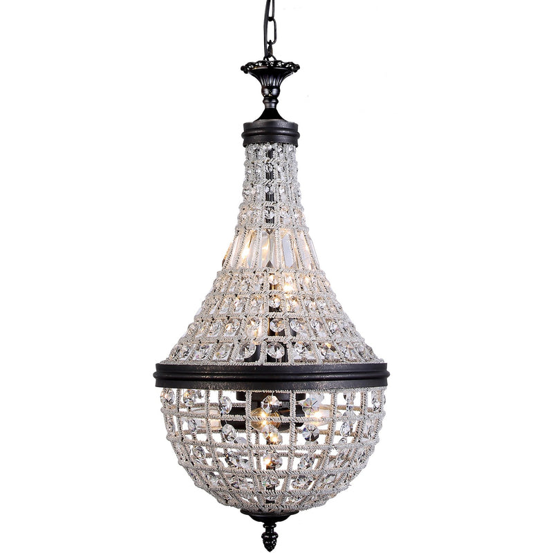 Marseilles 6 Light Small Crystal Basket Chandelier in Bronze - Crystal Palace Lighting