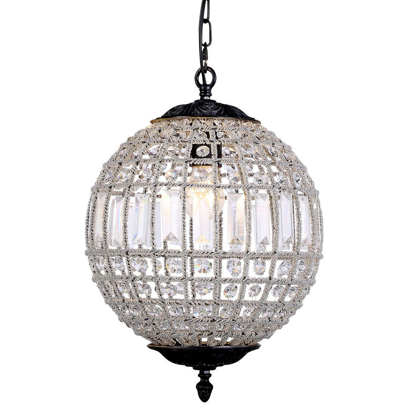 Marseilles 1 Light Crystal Ball Chandelier in Bronze - Crystal Palace Lighting