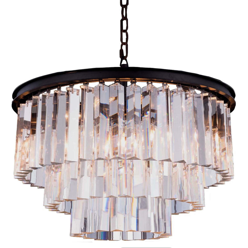 Odeon 3 Tier 6 Light Chandelier in Bronze with Clear Crystals - Crystal Palace Lighting