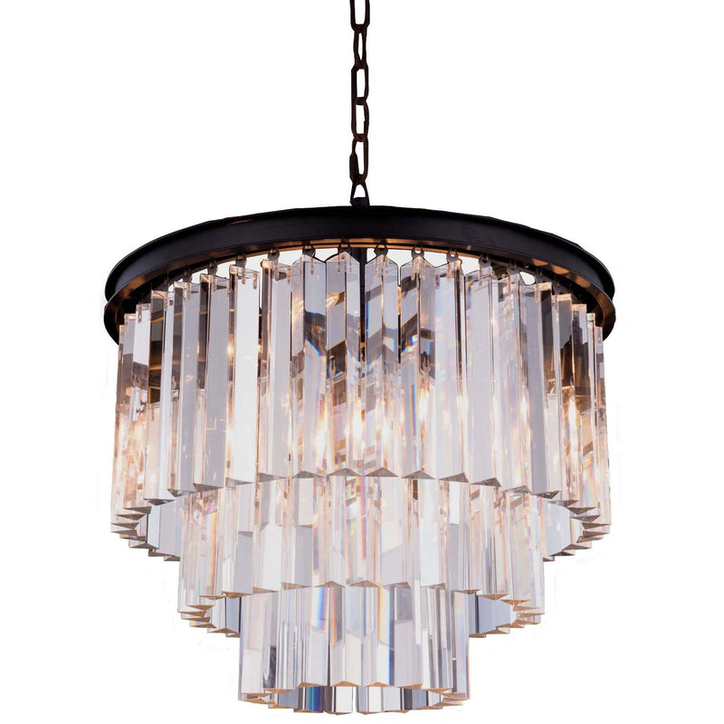 Odeon 3 Tier 3 Light Chandelier in Bronze with Clear Crystals - Crystal Palace Lighting