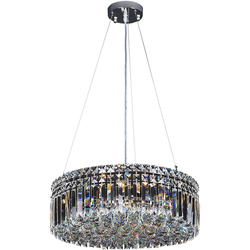 Rotondo 5 Light Suspension Chandelier in Chrome with Clear Crystals - Crystal Palace Lighting