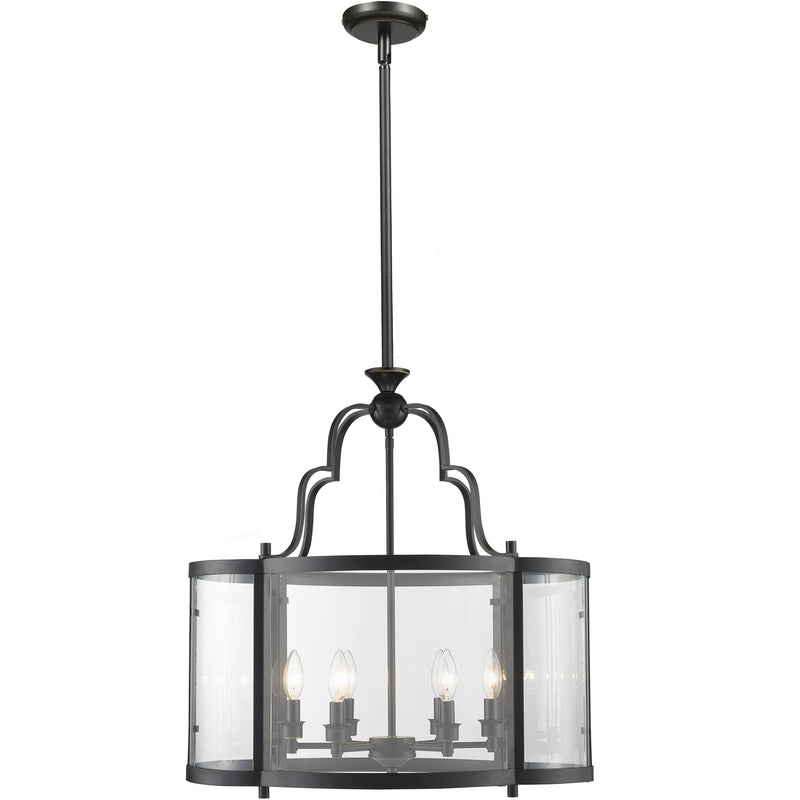 Rutherford 6 Light Pendant in Bronze and Clear - Crystal Palace Lighting