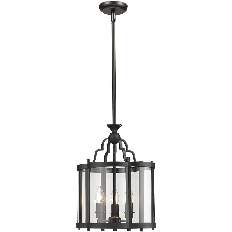 Rutherford 3 Light Pendant in Bronze and Clear - Crystal Palace Lighting