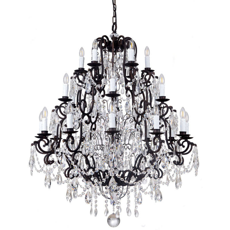 Salzburg 24 Light Chandelier in Bronze with Clear Crystals - Crystal Palace Lighting
