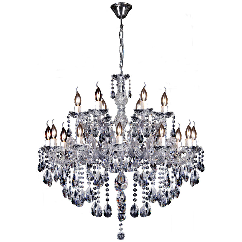 Zurich 18 Light Chandelier in Chrome with Clear Crystals - Crystal Palace Lighting