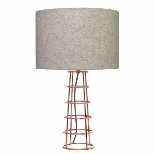 Beatrice Table Lamp in Copper with Grey Shade - Crystal Palace Lighting