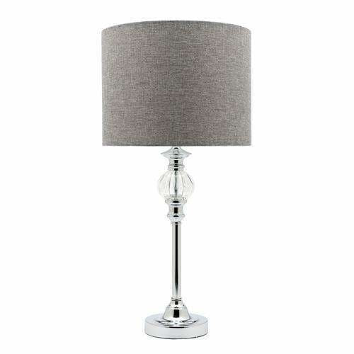 Beverly Table Lamp in Chrome Silver with Grey Shade - Crystal Palace Lighting