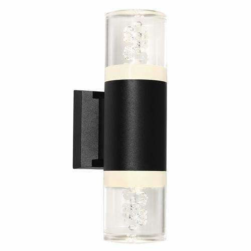 Calgary 2 Light Exterior LED Wall Light in Black (Up+Down) Crystal