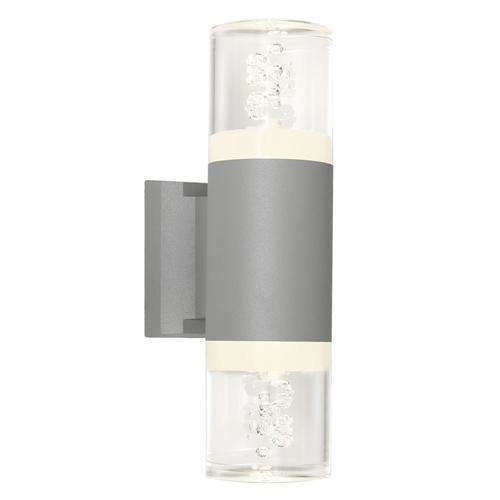 Calgary 2 Light Exterior LED Wall Light in Silver (Up+Down) - Crystal Palace Lighting