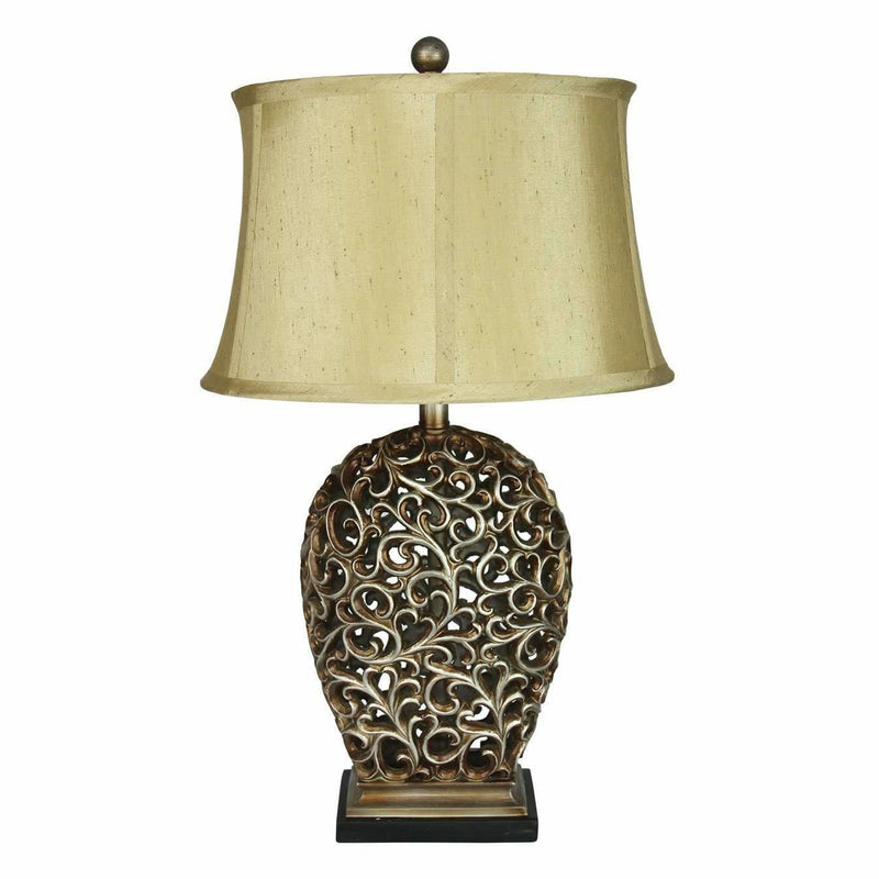 Donati Filigree Table Lamp in Antique Silver with Aged Gold Shade - Crystal Palace Lighting