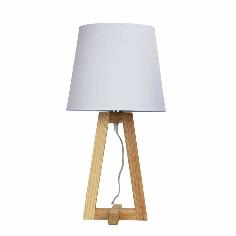 Edra Table Lamp, Natural Wood with White Shade - Crystal Palace Lighting
