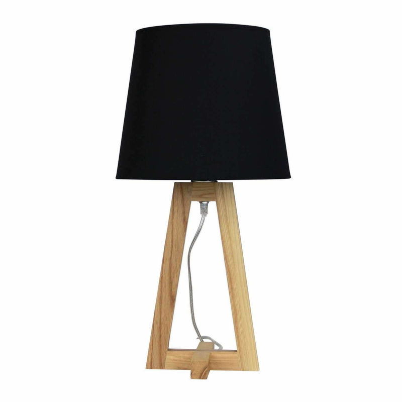 Edra Table Lamp, Natural Wood with Black Shade - Crystal Palace Lighting