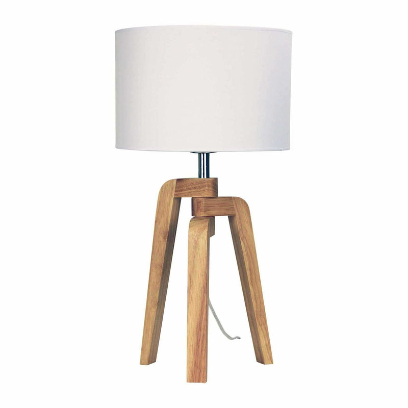 Lund Table Lamp, Natural Wood with White Shade - Crystal Palace Lighting